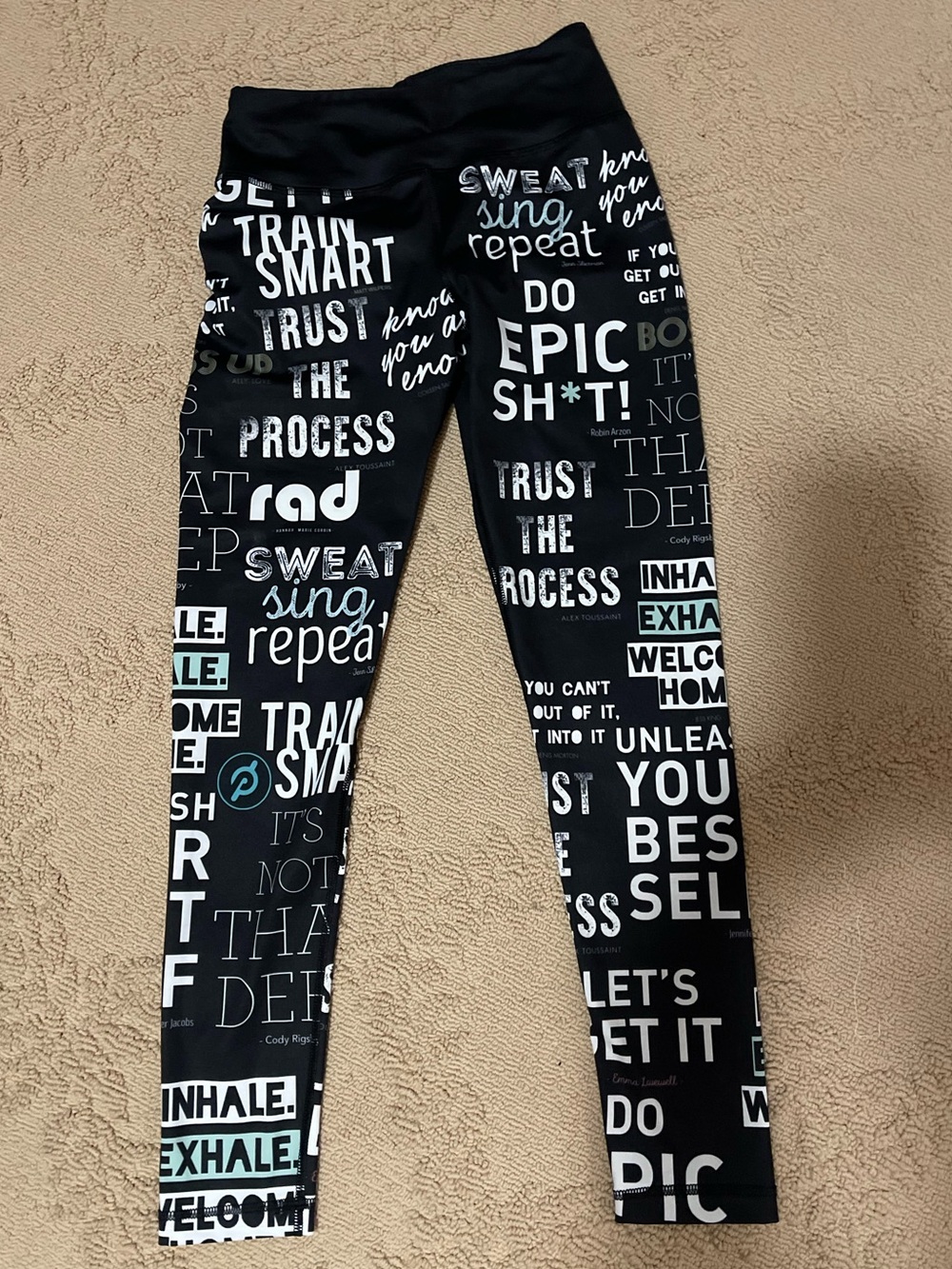 Peloton  Black Graphic Leggings OG instructors sayings size small